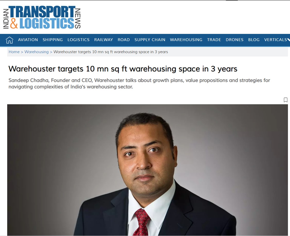 Warehouster targets 10mn sq ft warehousing space in 3 years